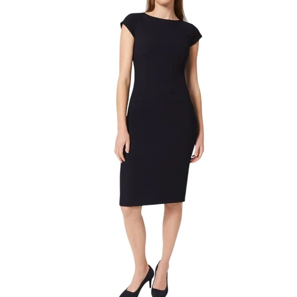 Hobbs Petite Mia Dress Black Virgin Wool SZ 8 British Luxury Officecore Y2K